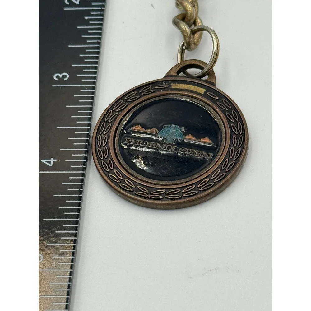 Vintage Phoenix Open Golf Tournament Keychain Bronze Thunderbird Logo Souvenir